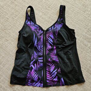 Zip Front, UPF50 Tankini Top (Purple)